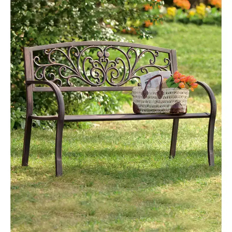 Banc de jardin en métal Evergreen Blooming
