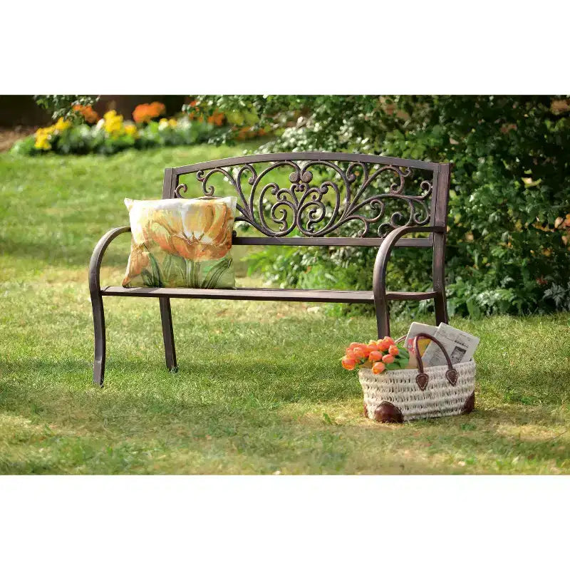 Banc de jardin en métal Evergreen Blooming