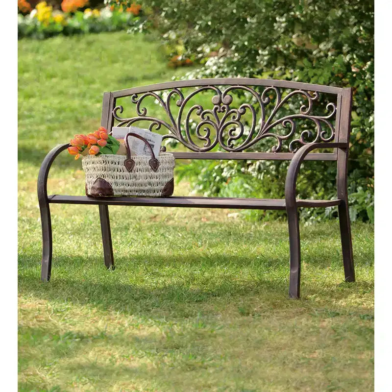 Banc de jardin en métal Evergreen Blooming
