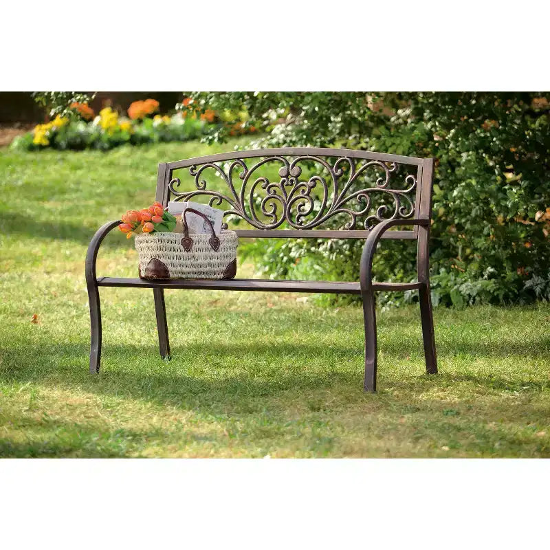 Banc de jardin en métal Evergreen Blooming
