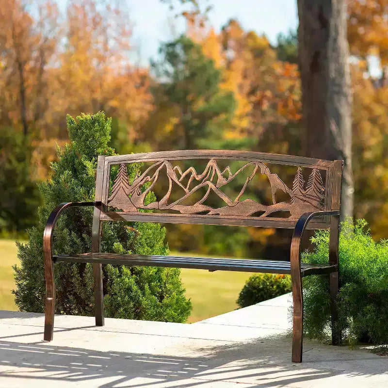 Metal Garden Bench, Mountain View