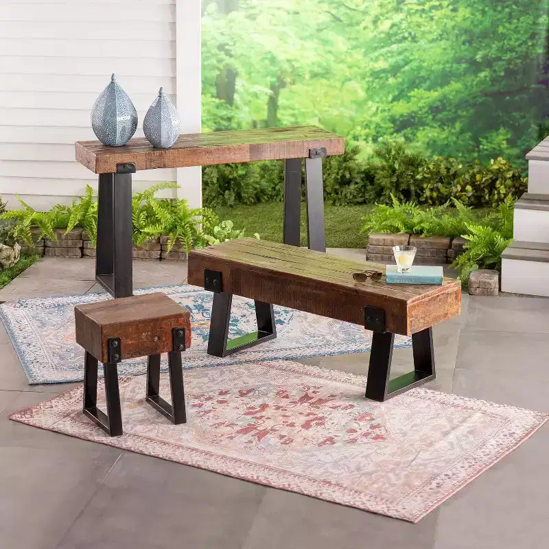 Banc d'intérieur/extérieur en bois recyclé Richland Evergreen