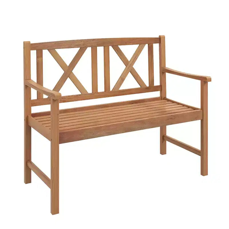 Costway 2-Person Bench Patio Acacia Wood Outdoor Loveseat Chair Garden Natural
