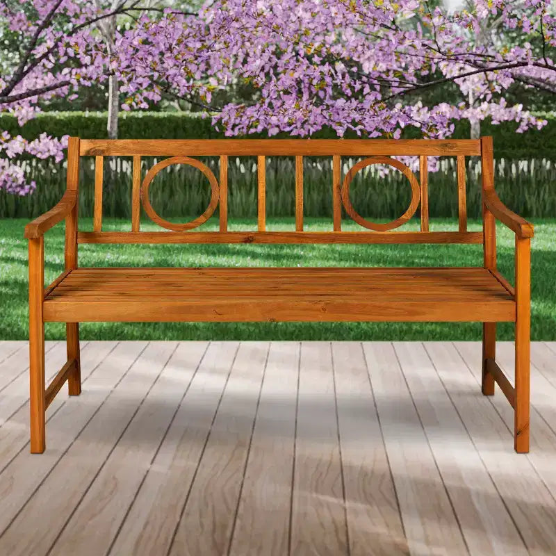 JONATHAN Y Apollo 51,2 Banc de jardin ou de patio en bois d'acacia avec dossier circulaire à 2 places, supporte jusqu'à 272 kg