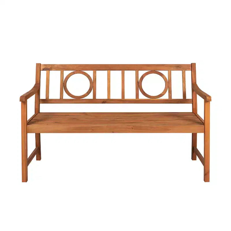 JONATHAN Y Apollo 51,2 Banc de jardin ou de patio en bois d'acacia avec dossier circulaire à 2 places, supporte jusqu'à 272 kg