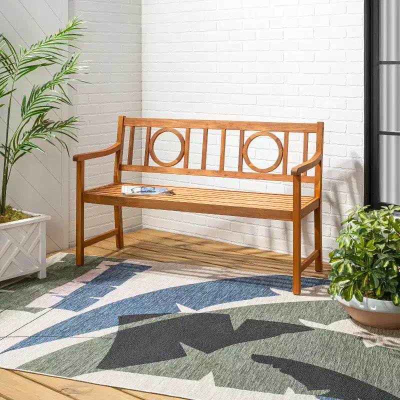 JONATHAN Y Apollo 51,2 Banc de jardin ou de patio en bois d'acacia avec dossier circulaire à 2 places, supporte jusqu'à 272 kg