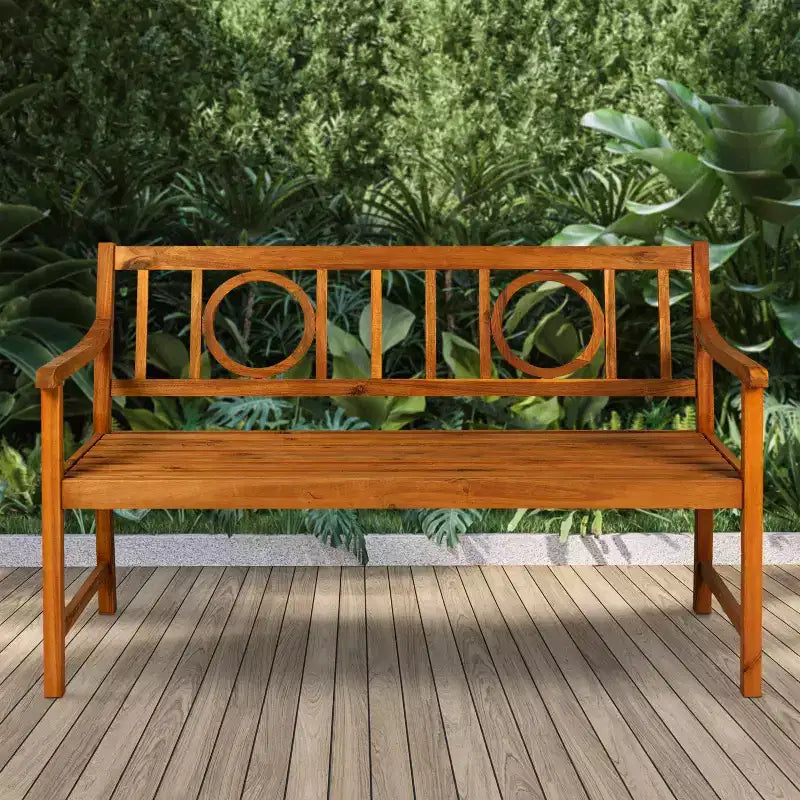 JONATHAN Y Apollo 51,2 Banc de jardin ou de patio en bois d'acacia avec dossier circulaire à 2 places, supporte jusqu'à 272 kg
