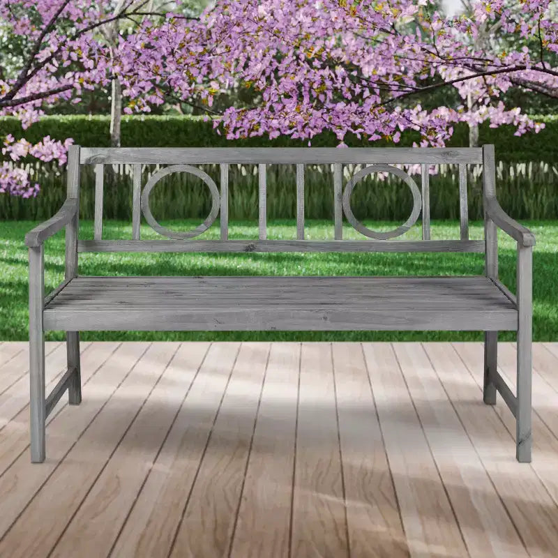 JONATHAN Y Apollo 51,2 Banc de jardin ou de patio en bois d'acacia avec dossier circulaire à 2 places, supporte jusqu'à 272 kg