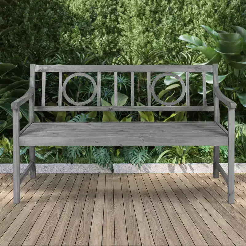 JONATHAN Y Apollo 51,2 Banc de jardin ou de patio en bois d'acacia avec dossier circulaire à 2 places, supporte jusqu'à 272 kg