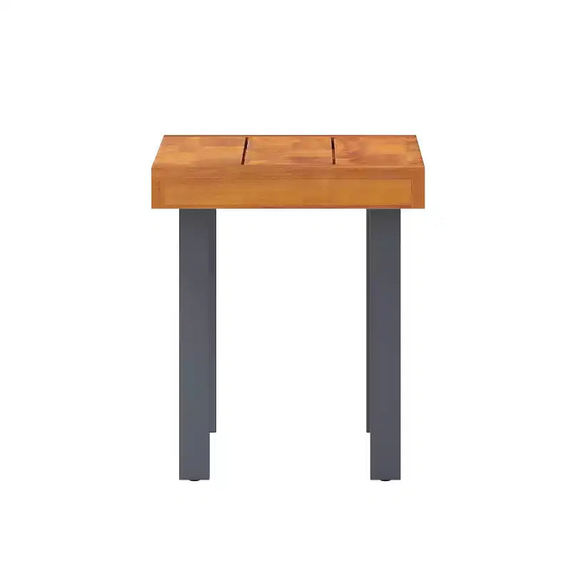 Banc rustique en bois d'acacia Emma and Oliver avec deux places assises, pieds en bois évasés et surface à lattes pour usage intérieur et extérieur
