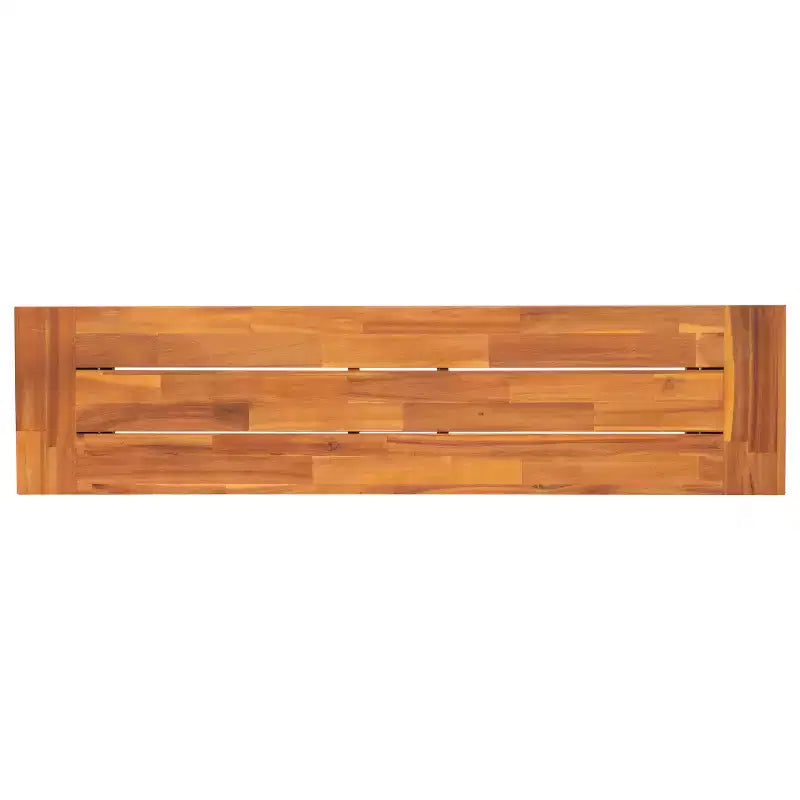 Banc rustique en bois d'acacia Emma and Oliver avec deux places assises, pieds en bois évasés et surface à lattes pour usage intérieur et extérieur