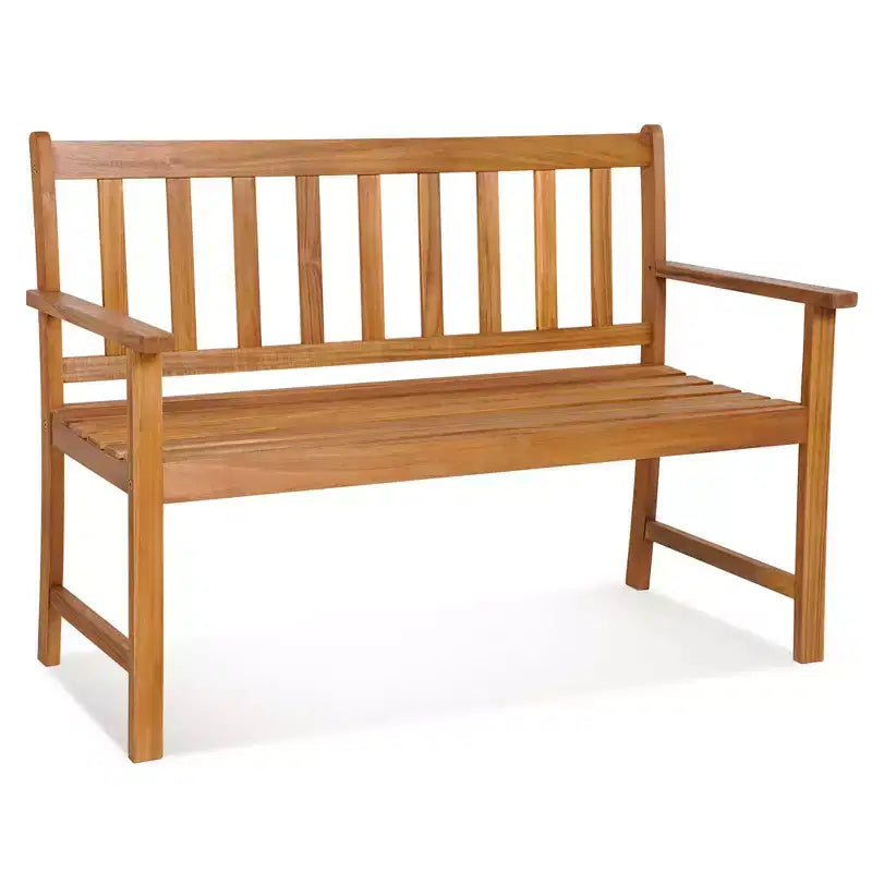 Banc 2 places à lattes Costway, causeuse de patio en bois d'acacia, 360 kg, extérieur naturel