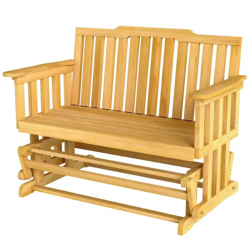 Banc de jardin à bascule Outsunny en bois, causeuse d'extérieur en bois avec dossier haut et accoudoirs, 2 places