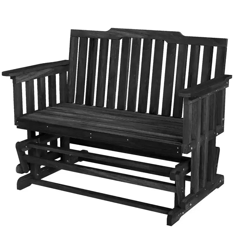Banc de jardin à bascule Outsunny en bois, causeuse d'extérieur en bois avec dossier haut et accoudoirs, 2 places
