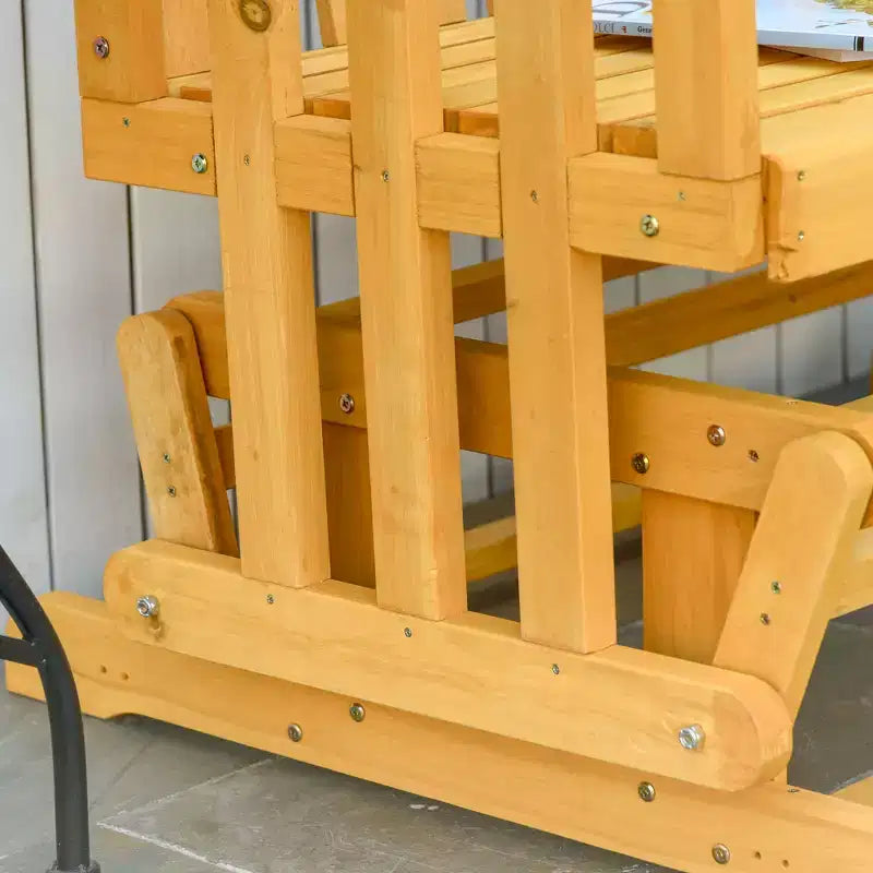 Banc de jardin à bascule Outsunny en bois, causeuse d'extérieur en bois avec dossier haut et accoudoirs, 2 places