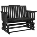 Outsunny Wooden Patio Glider Bench, Wood Outdoor Loveseat with High Back and Armrests, 2-Seat