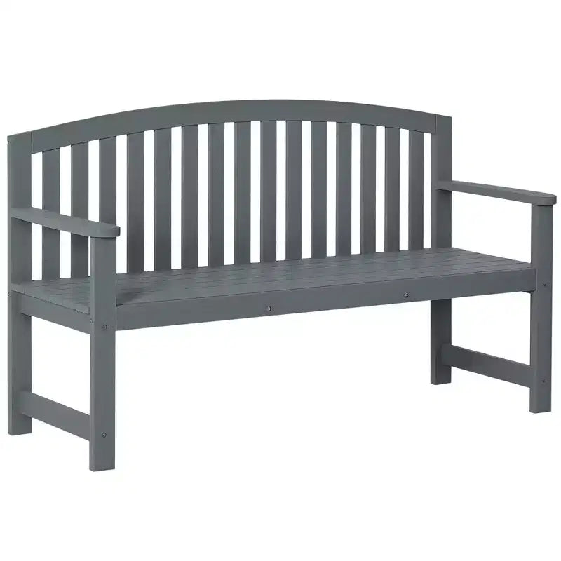 Outsunny 56 Outdoor Wood Bench, 2-Seater Wooden Garden Bench with Slatted Seat, Backrest & Arm Rests for Patio, Porch, Poolside, Balcony