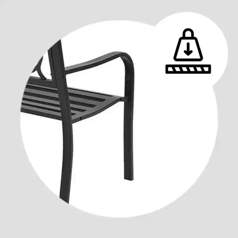 Banc de parc en acier Four Seasons Courtyard Welcome, capacité de 500 lb, noir