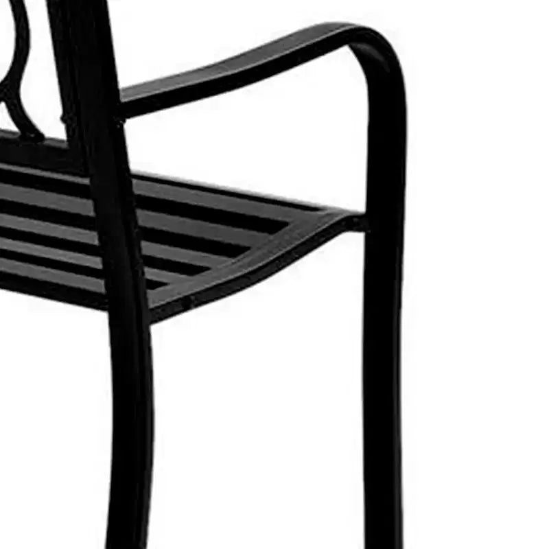 Banc de parc en acier Four Seasons Courtyard Welcome, capacité de 500 lb, noir