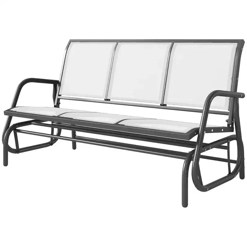 Banc à bascule Outsunny, balançoire de porche extérieur 3 places, tissu en maille respirant, cadre en métal