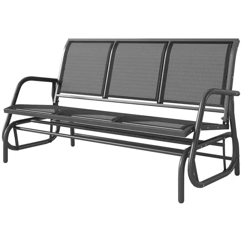 Banc à bascule Outsunny, balançoire de porche extérieur 3 places, tissu en maille respirant, cadre en métal