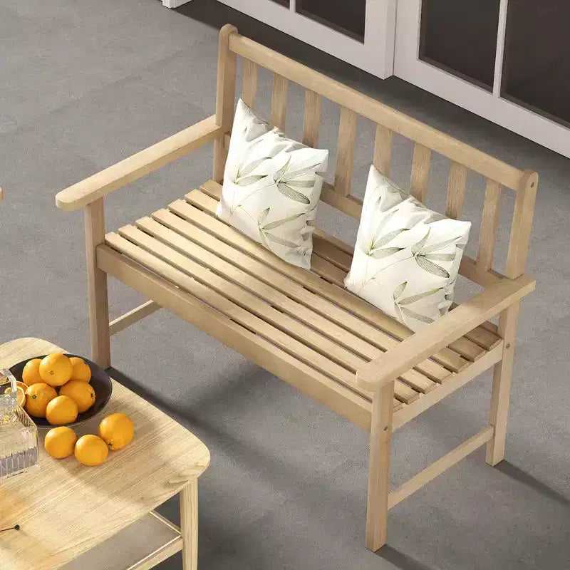 Banc de jardin Costway en teck d'Indonésie 2 places avec dossier et accoudoirs Naturel
