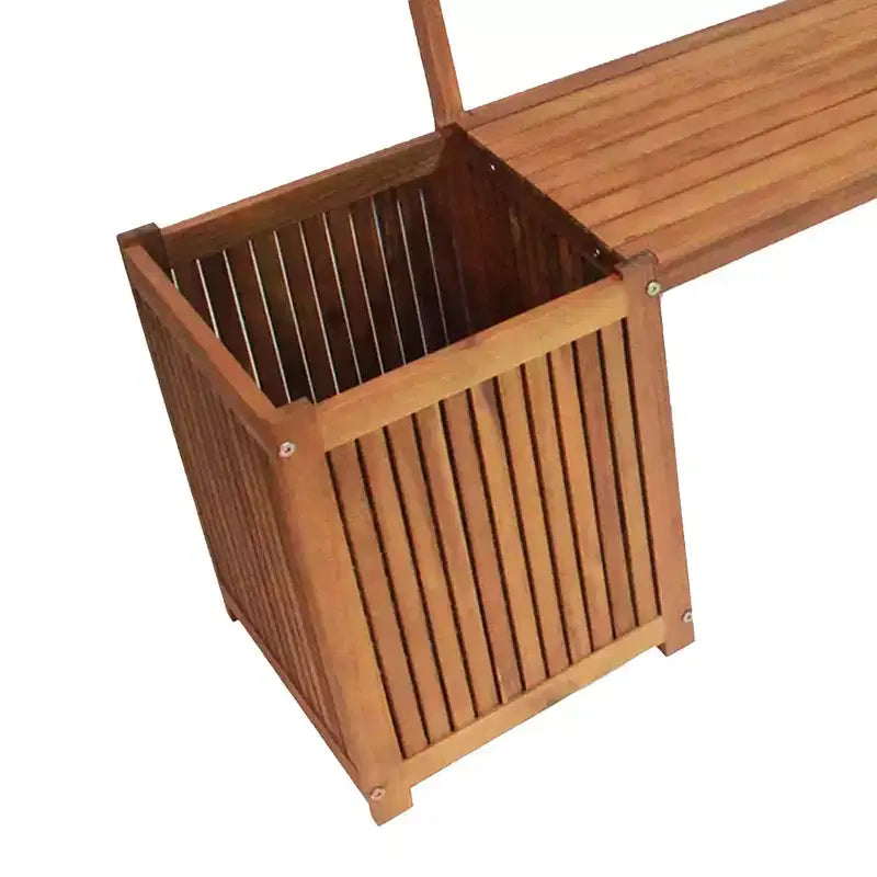Banc multifonctionnel et durable en bois dur Leigh Country avec jardinières, couleur fauve