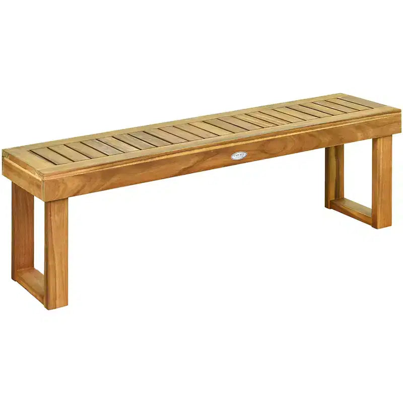 Costway 1/2 PCS Banc de salle à manger d'extérieur 52 en bois d'acacia avec lattes de siège et barre
