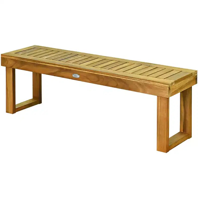 Costway 1/2 PCS Banc de salle à manger d'extérieur 52 en bois d'acacia avec lattes de siège et barre