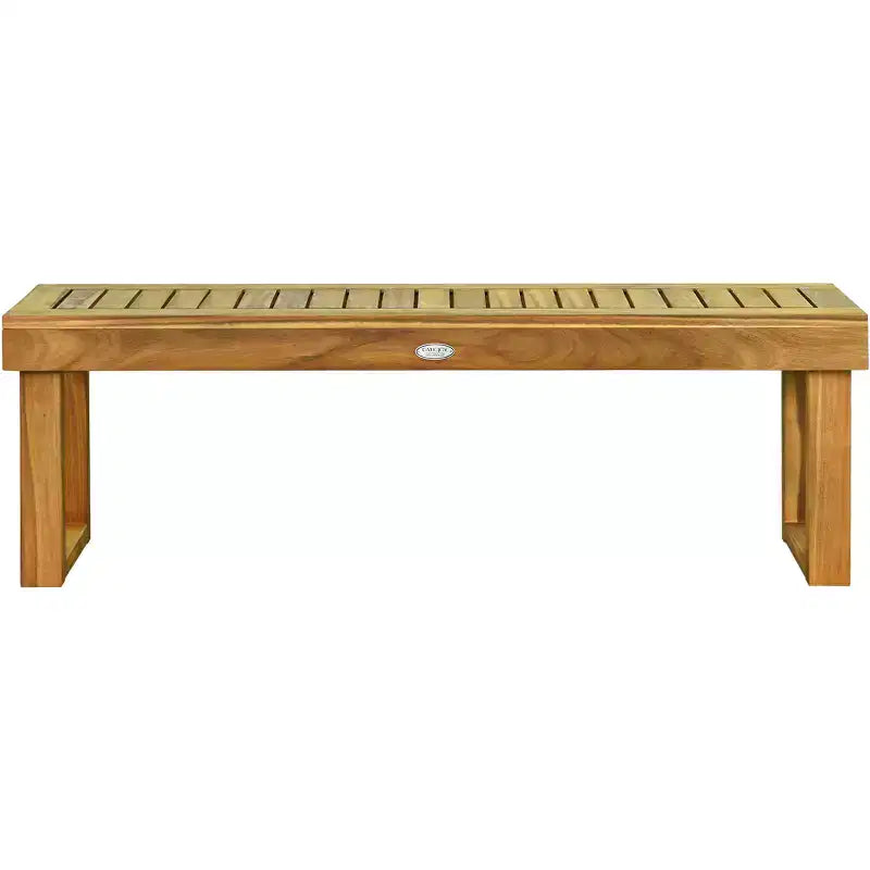Costway 1/2 PCS Banc de salle à manger d'extérieur 52 en bois d'acacia avec lattes de siège et barre