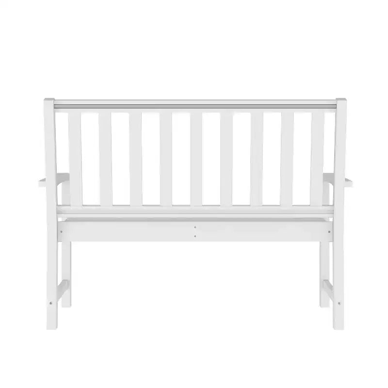 Banc Flash Furniture Ellsworth de qualité commerciale en PEHD recyclé, résistant aux intempéries, pour l'intérieur et l'extérieur, avec assise profilée