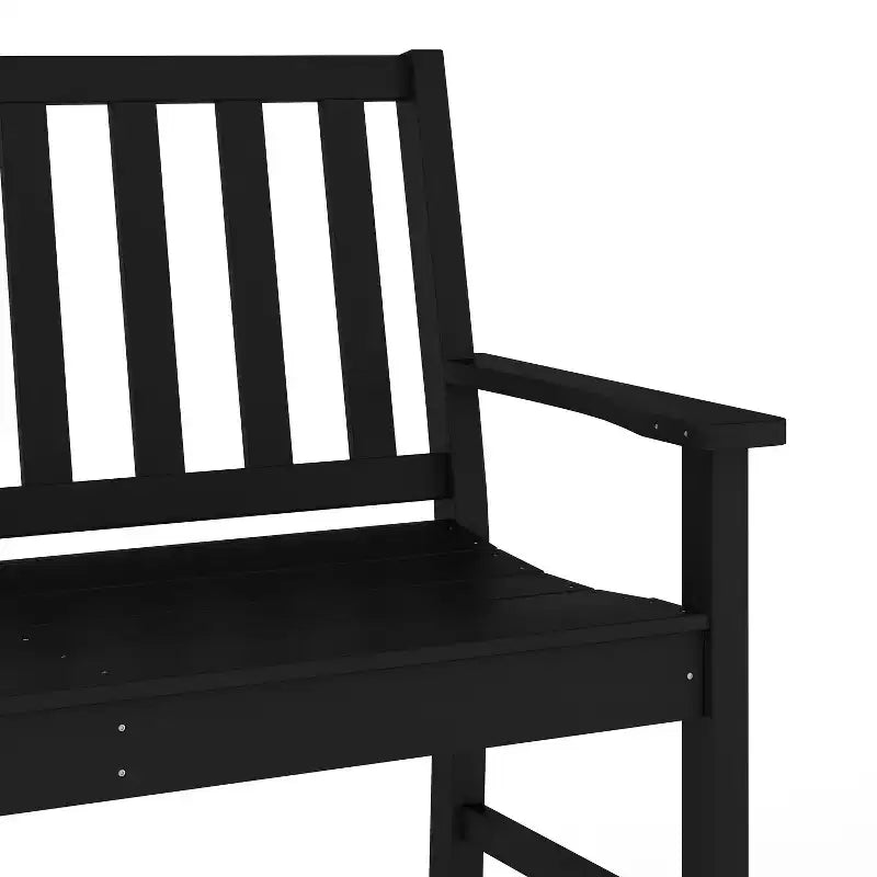 Banc Flash Furniture Ellsworth de qualité commerciale en PEHD recyclé, résistant aux intempéries, pour l'intérieur et l'extérieur, avec assise profilée