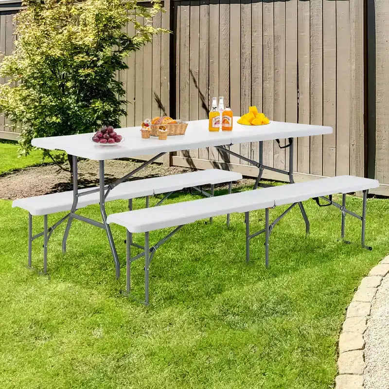 Costway – Lot de 2 bancs pliables portables de 1,8 m pour l'extérieur, pique-nique, 250 kg max, pour salle à manger