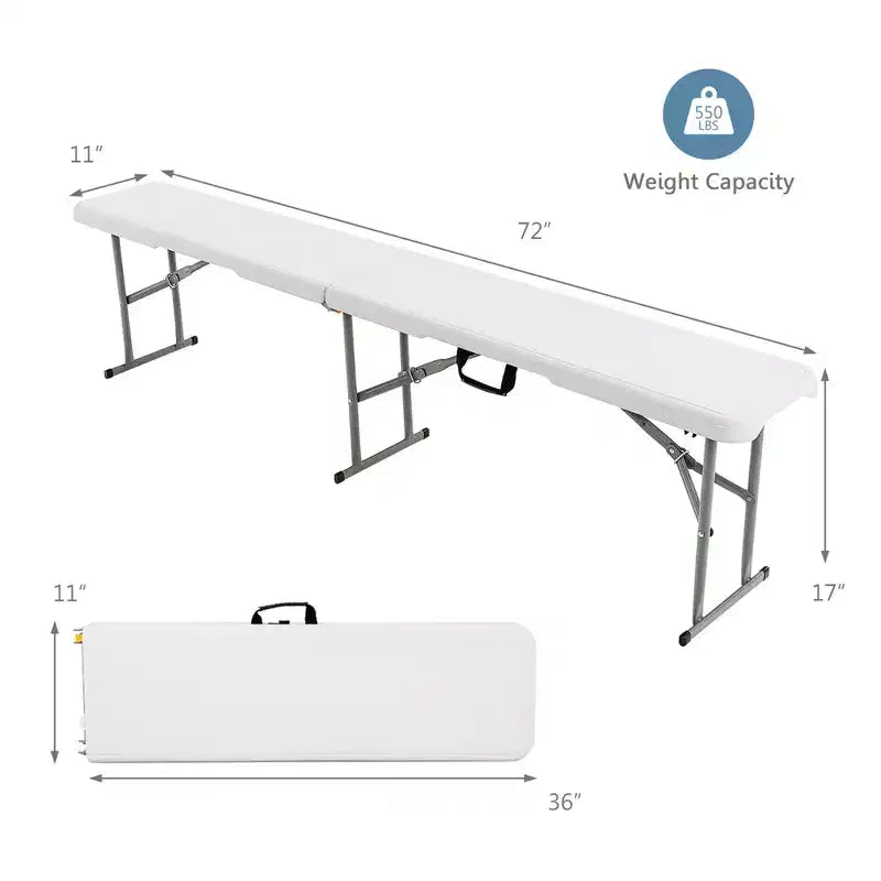 Costway – Lot de 2 bancs pliables portables de 1,8 m pour l'extérieur, pique-nique, 250 kg max, pour salle à manger