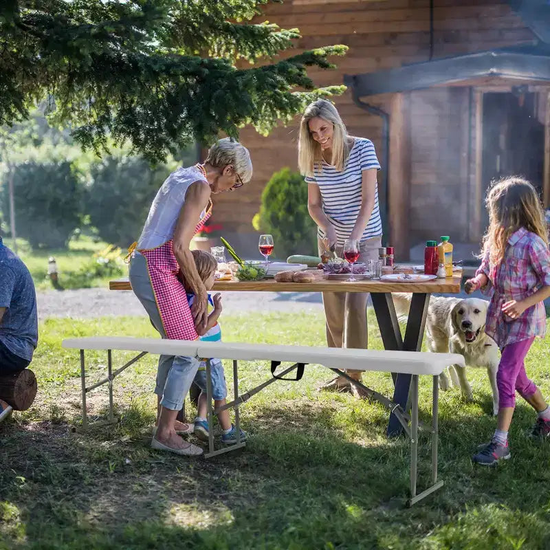 Costway – Lot de 2 bancs pliables portables de 1,8 m pour l'extérieur, pique-nique, 250 kg max, pour salle à manger