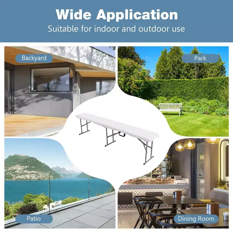 Costway – Lot de 2 bancs pliables portables de 1,8 m pour l'extérieur, pique-nique, 250 kg max, pour salle à manger