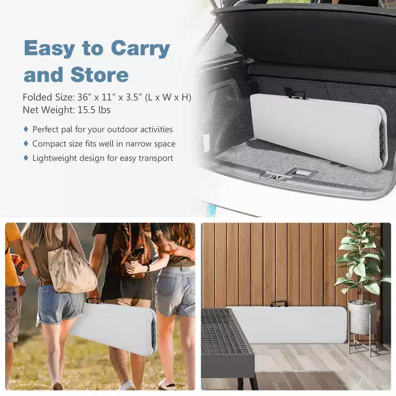 Costway – Lot de 2 bancs pliables portables de 1,8 m pour l'extérieur, pique-nique, 250 kg max, pour salle à manger