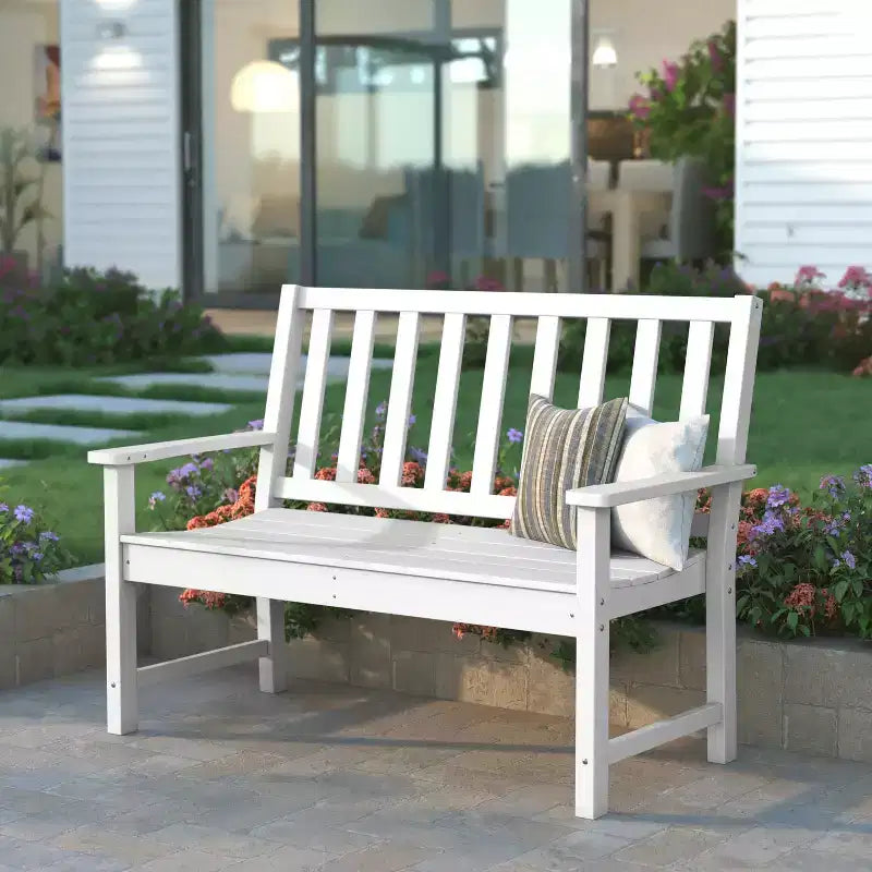 Banc intérieur/extérieur Emma et Oliver avec assise et accoudoirs profilés en PEHD recyclé