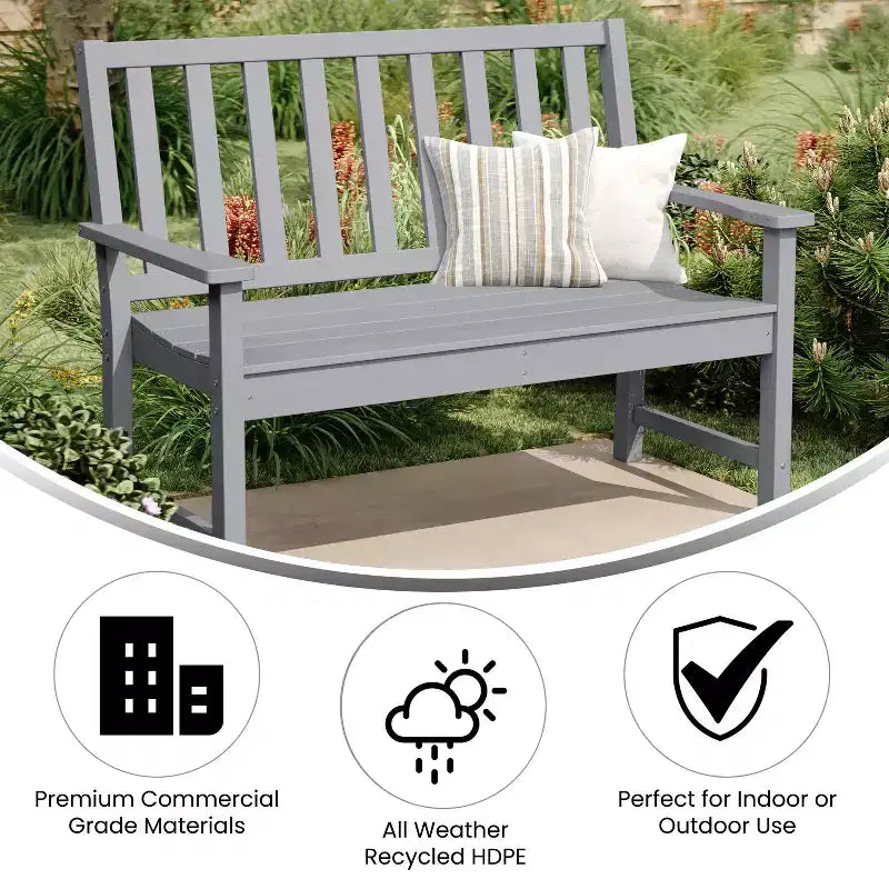 Banc intérieur/extérieur Emma et Oliver avec assise et accoudoirs profilés en PEHD recyclé