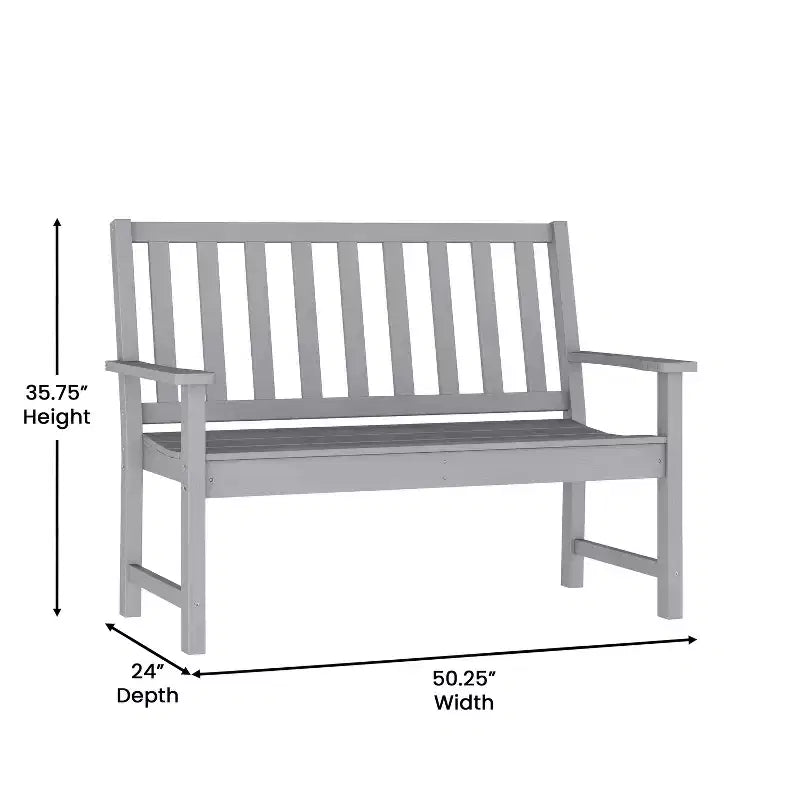 Banc intérieur/extérieur Emma et Oliver avec assise et accoudoirs profilés en PEHD recyclé