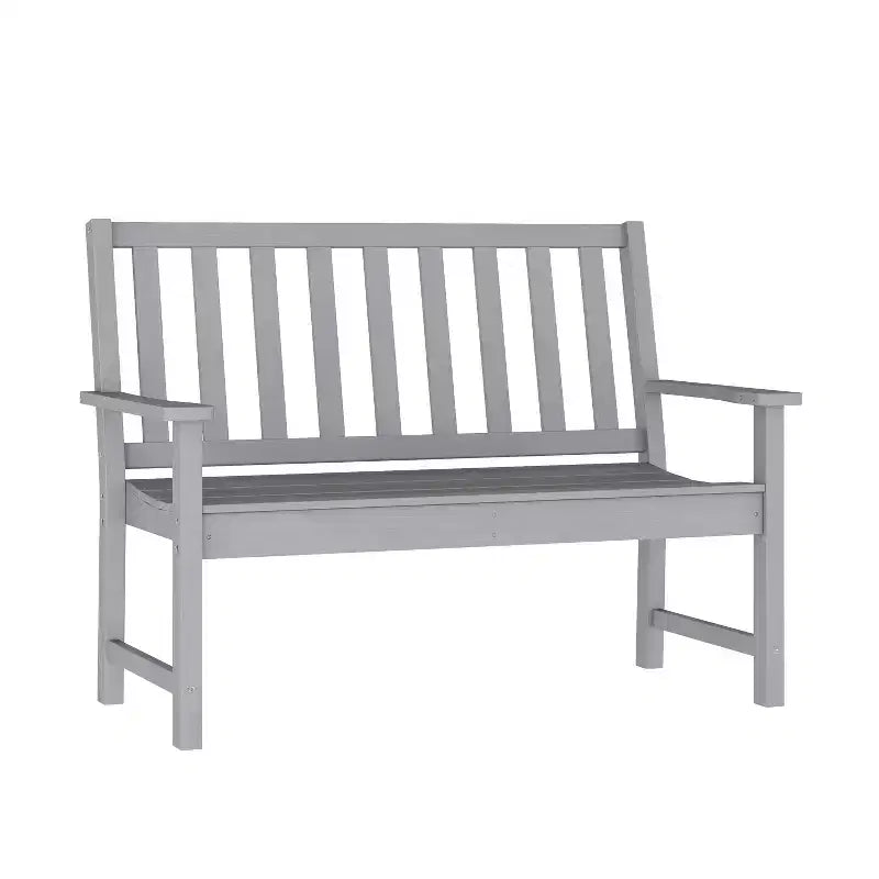 Emma and Oliver Indoor/Outdoor Bench with Contoured Seat and Armrests in Recycled HDPE