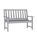 Emma and Oliver Indoor/Outdoor Bench with Contoured Seat and Armrests in Recycled HDPE
