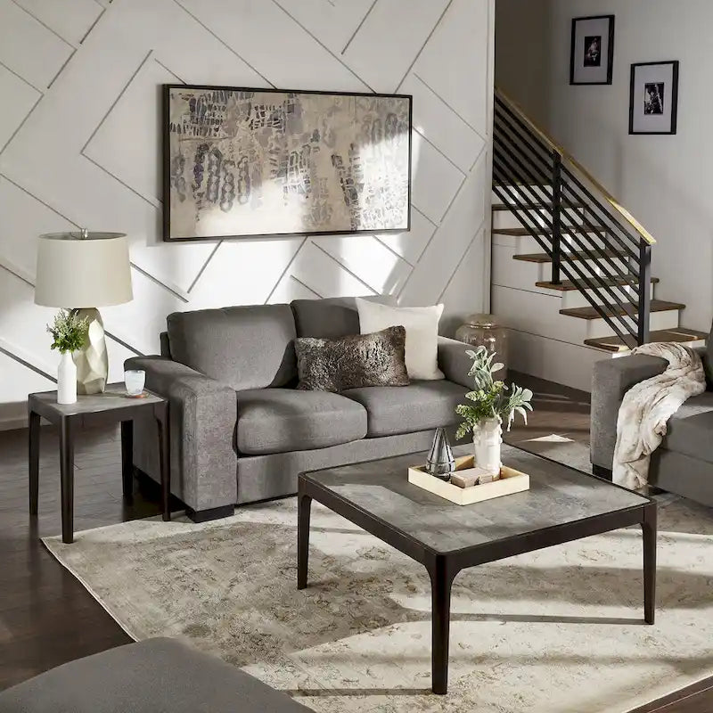 Table à plateau imitation marbre Ludvika par iNSPIRE Q Modern
