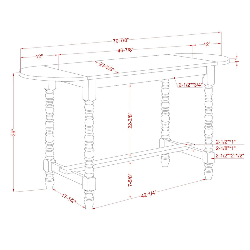 Table hauteur comptoir de 71 po avec rallonge Vexl Walnut de Furniture of America