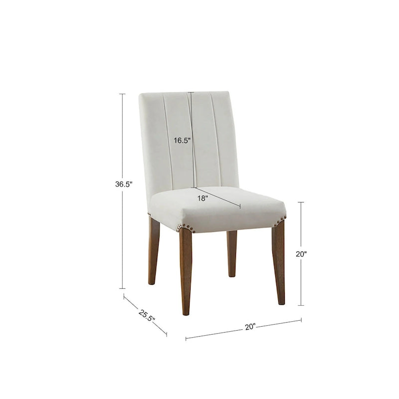 Madison Park Abel Chaise de salle à manger capitonnée en velours crème (lot de 2)