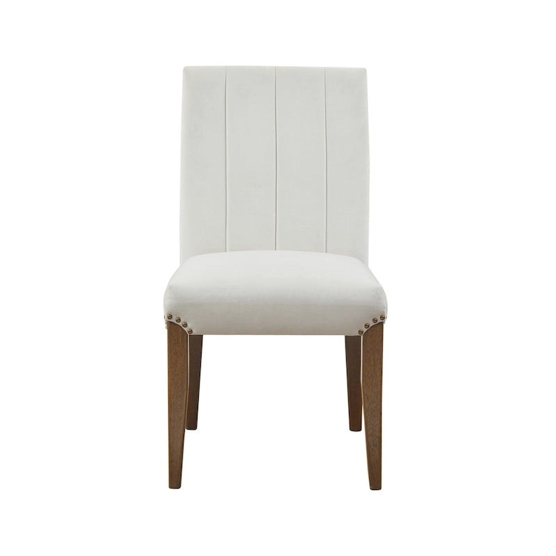 Madison Park Abel Chaise de salle à manger capitonnée en velours crème (lot de 2)
