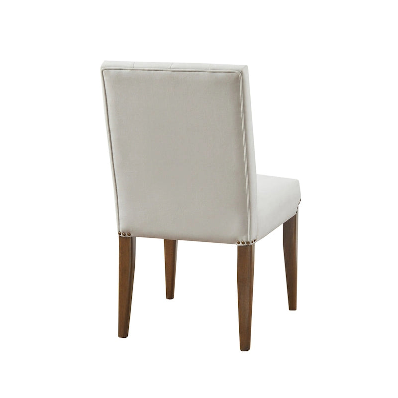 Madison Park Abel Chaise de salle à manger capitonnée en velours crème (lot de 2)