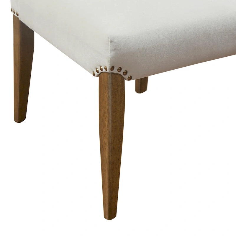 Madison Park Abel Chaise de salle à manger capitonnée en velours crème (lot de 2)
