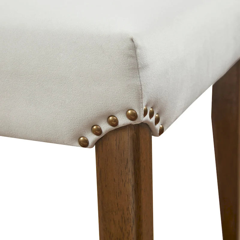 Madison Park Abel Chaise de salle à manger capitonnée en velours crème (lot de 2)