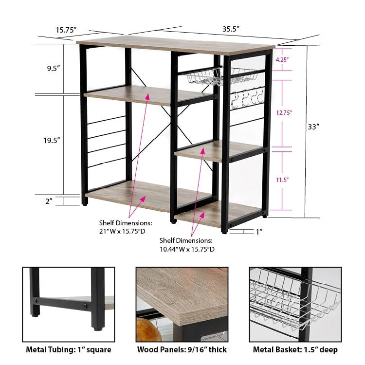 Îlot de cuisine modèle OS Home and Office Furniture avec panier à légumes coulissant